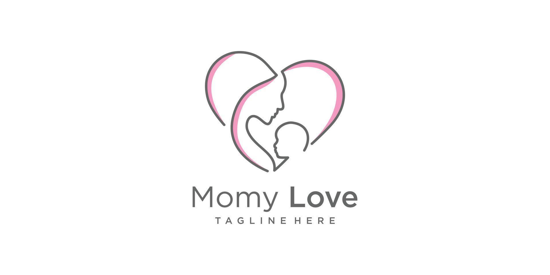 Mama- und Baby-Logo-Design mit modernem Premium-Vektor im einzigartigen Stil vektor