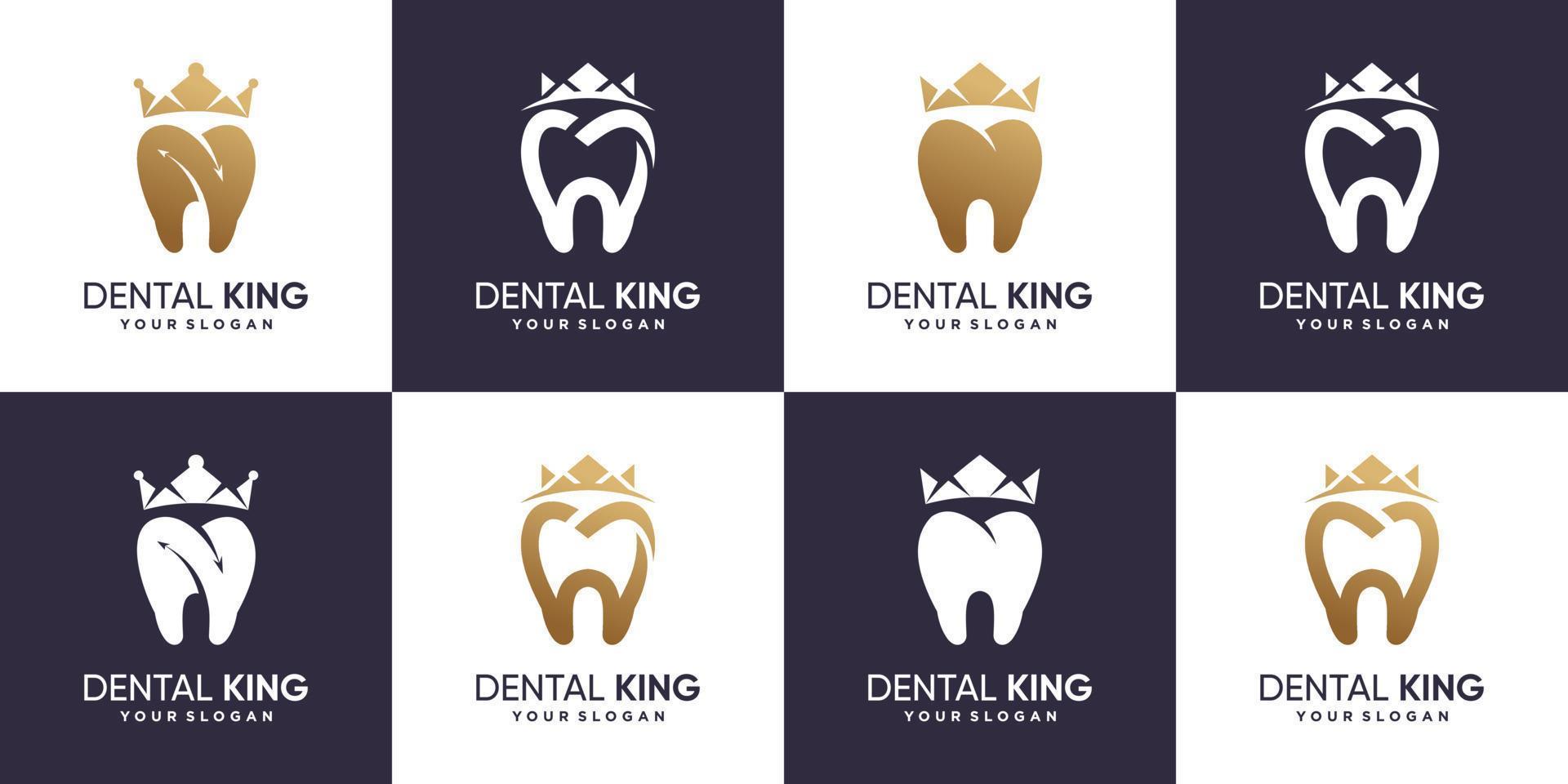 dental logotyp design samling med krona ikon och modern begrepp premie vektor