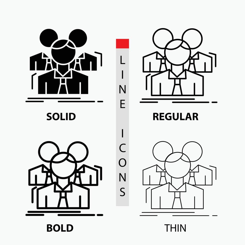 Mannschaft. Zusammenarbeit. Geschäft. treffen. Gruppensymbol in dünn. regulär. fette Linie und Glyphenstil. Vektor-Illustration vektor