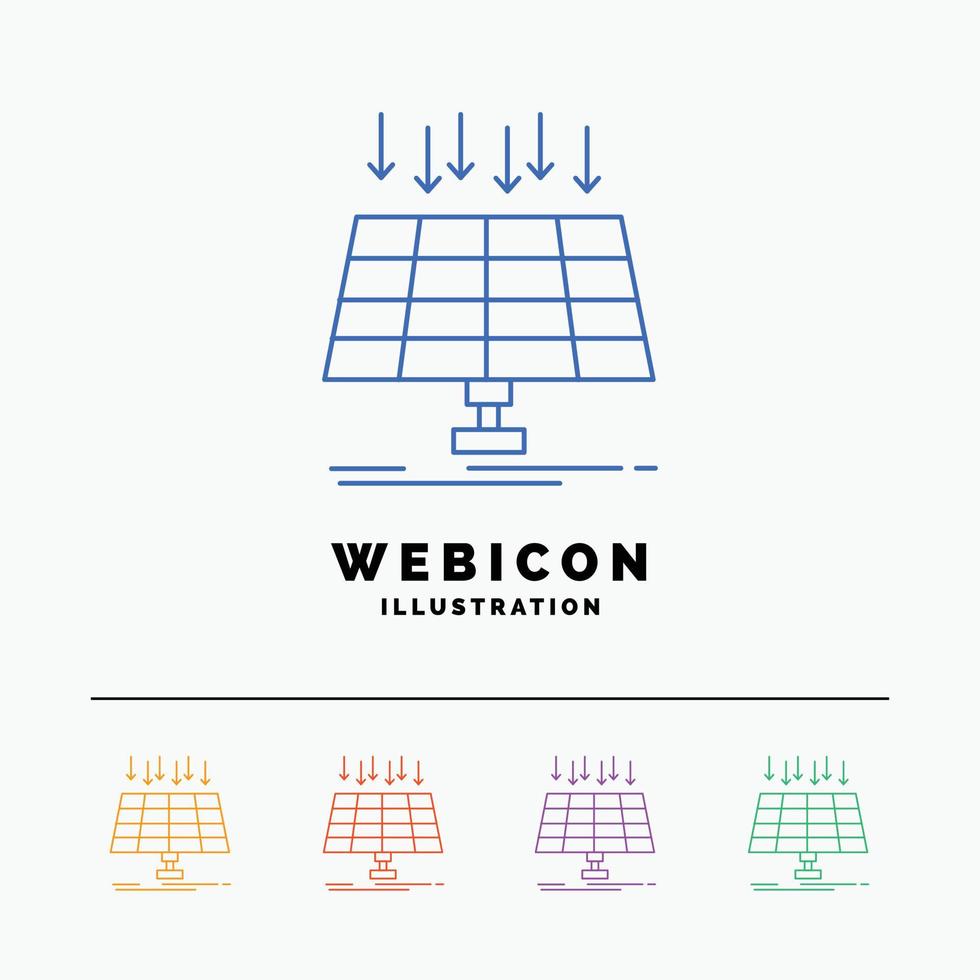 sol. panel. energi. teknologi. smart stad 5 Färg linje webb ikon mall isolerat på vit. vektor illustration