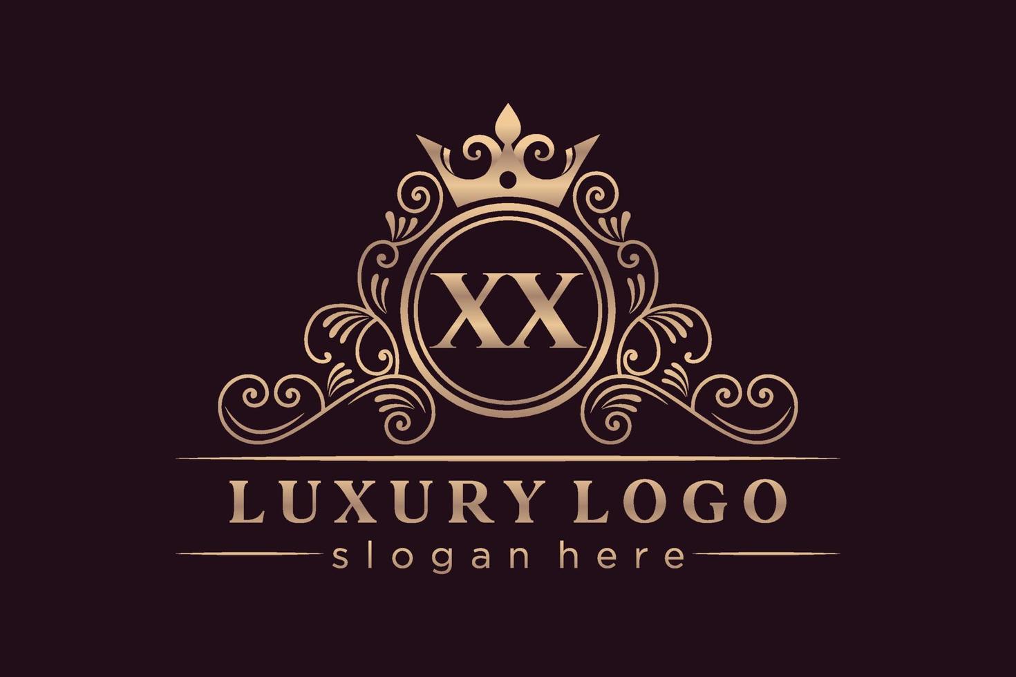 xx Anfangsbuchstabe Gold kalligraphisch feminin floral handgezeichnet heraldisches Monogramm Antik-Vintage-Stil Luxus-Logo-Design Premium-Vektor vektor