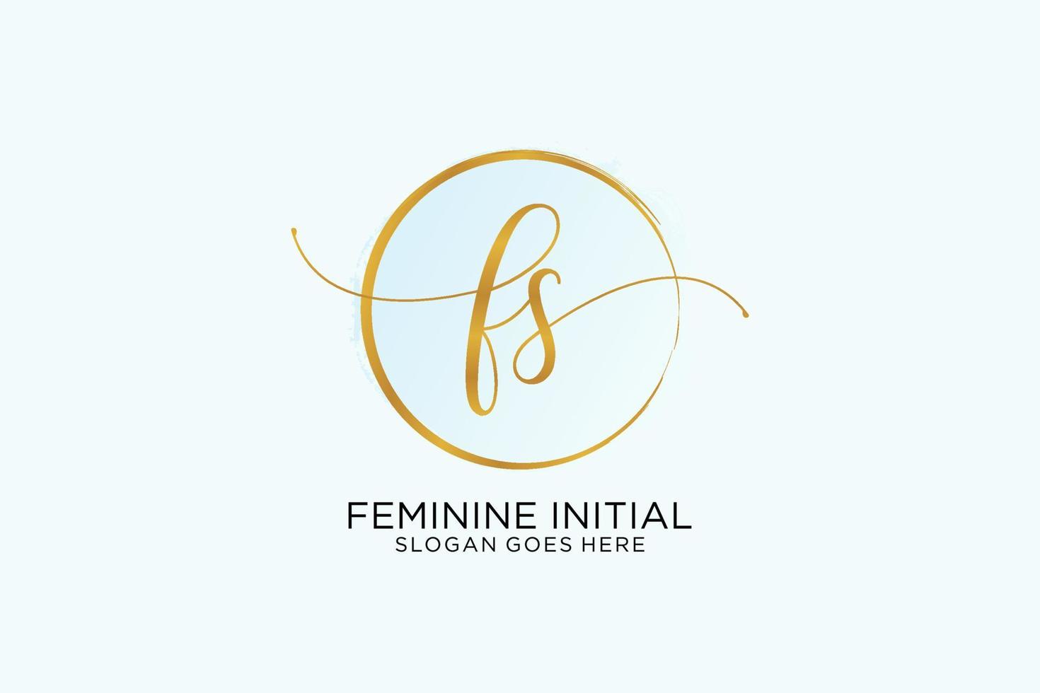 första fs handstil logotyp med cirkel mall vektor signatur, bröllop, mode, blommig och botanisk med kreativ mall.