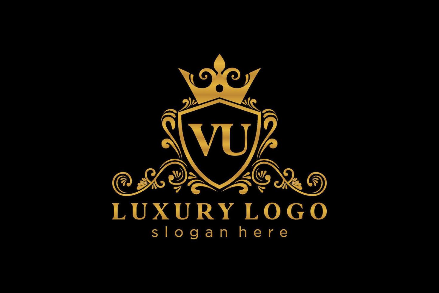 första vu brev kunglig lyx logotyp mall i vektor konst för restaurang, kungligheter, boutique, Kafé, hotell, heraldisk, Smycken, mode och Övrig vektor illustration.