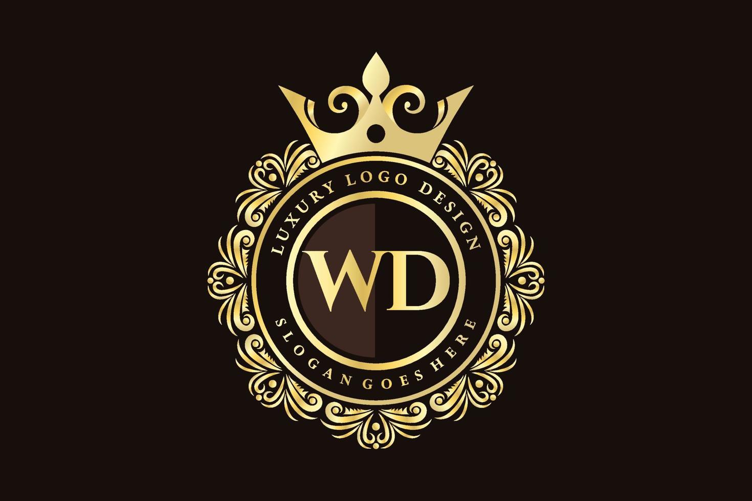 wd anfangsbuchstabe gold kalligrafisch feminin floral handgezeichnet heraldisch monogramm antik vintage stil luxus logo design premium vektor