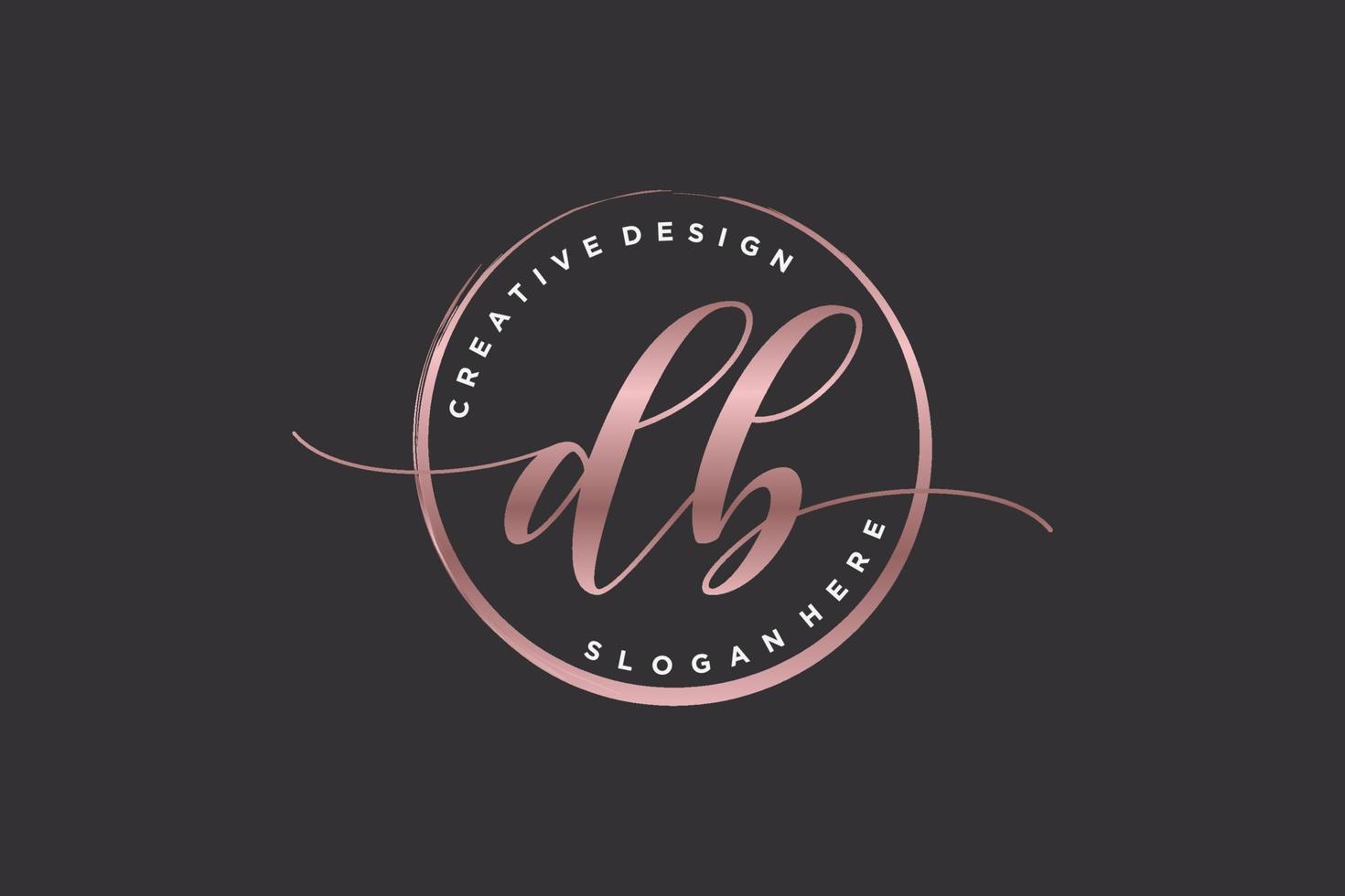 första db handstil logotyp med cirkel mall vektor signatur, bröllop, mode, blommig och botanisk med kreativ mall.