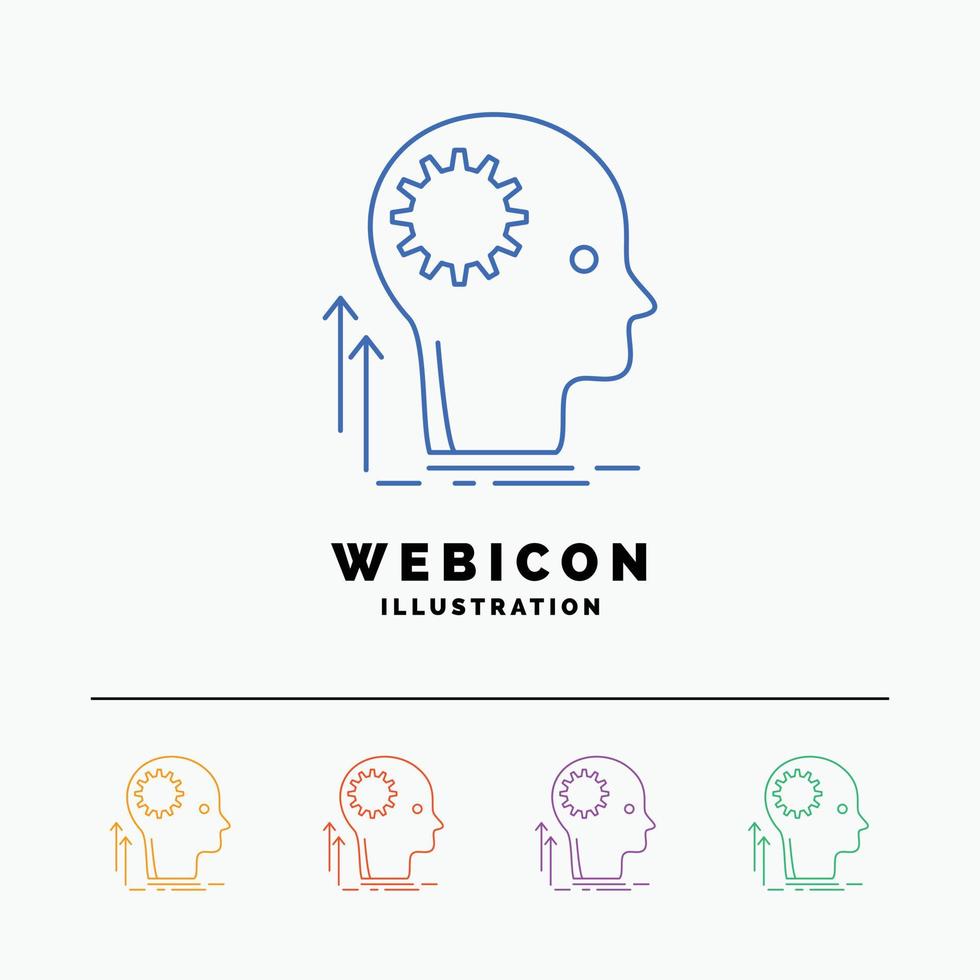 Geist. kreativ. Denken. Idee. Brainstorming 5-farbige Linie Web-Icon-Vorlage isoliert auf weiß. Vektor-Illustration vektor