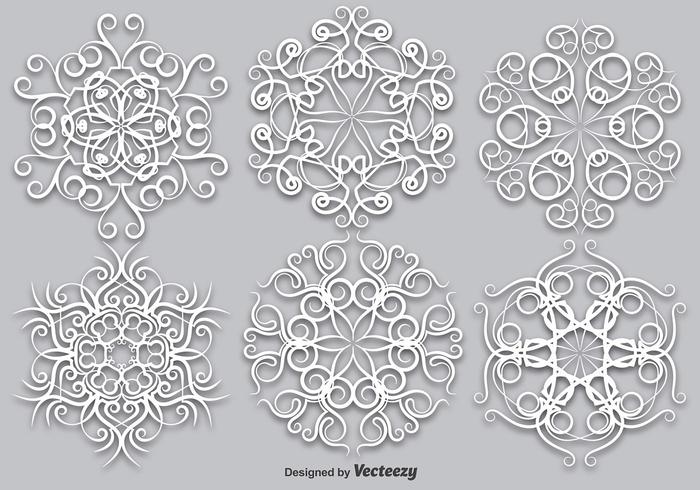 Vector Set von eleganten weißen Schneeflocken - Vektor