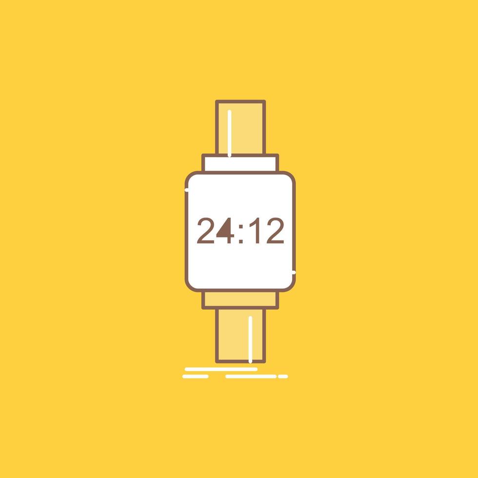 Smartwatch. Smartwatch. Uhr. Apfel. Android flache Linie gefülltes Symbol. schöne logo-schaltfläche über gelbem hintergrund für ui und ux. Website oder mobile Anwendung vektor