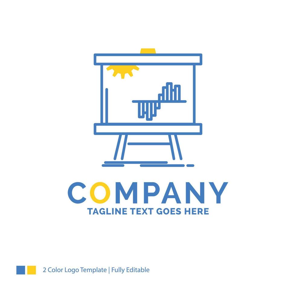 företag. Diagram. data. Graf. statistik blå gul företag logotyp mall. kreativ design mall plats för Tagline. vektor