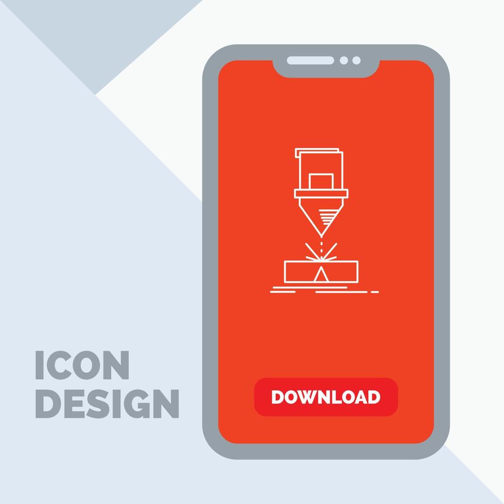 Schneiden. Ingenieurwesen. Herstellung. Laser. Steel Line-Symbol in Mobile für die Download-Seite vektor