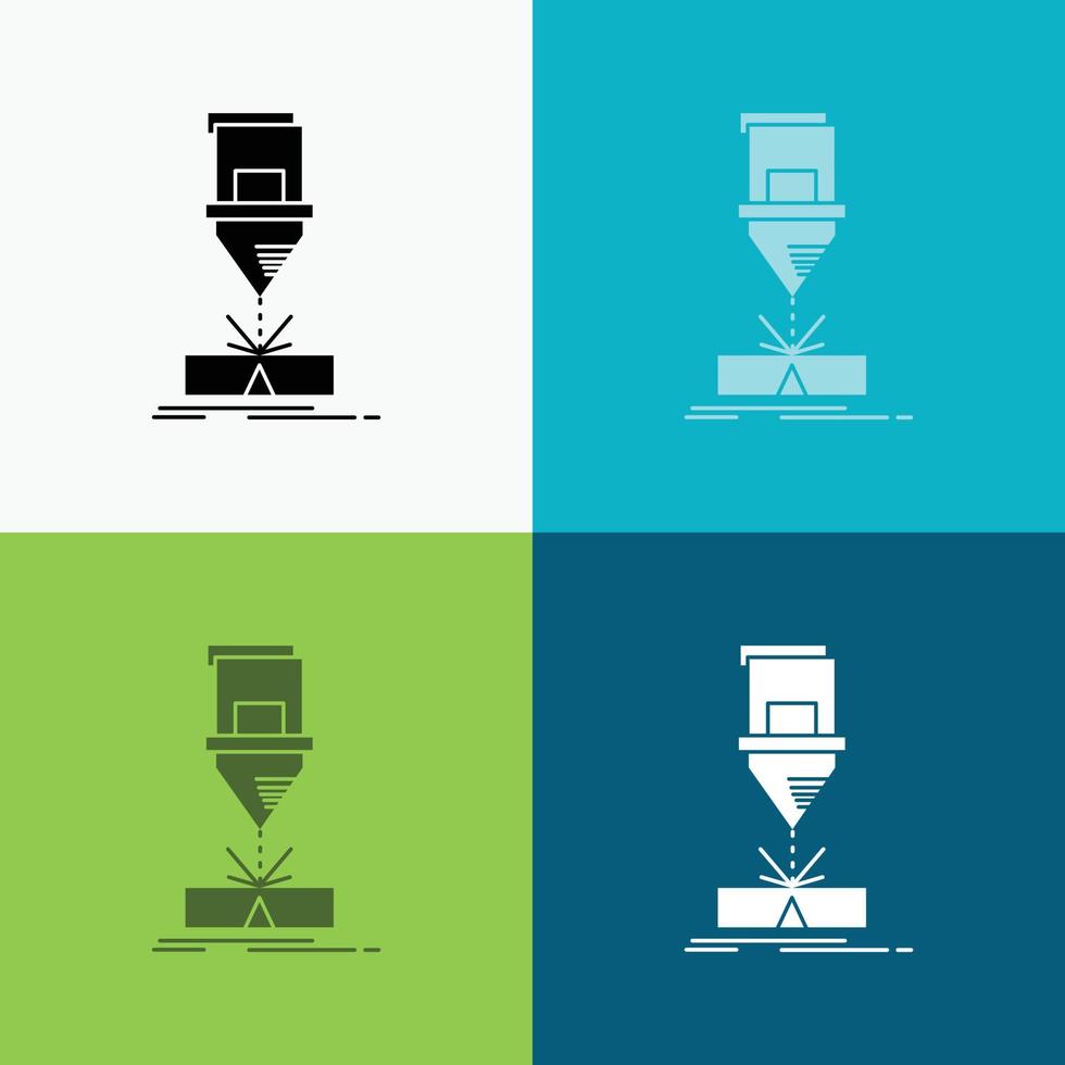 skärande. teknik. tillverkning. laser. stål ikon över olika bakgrund. glyf stil design. designad för webb och app. eps 10 vektor illustration