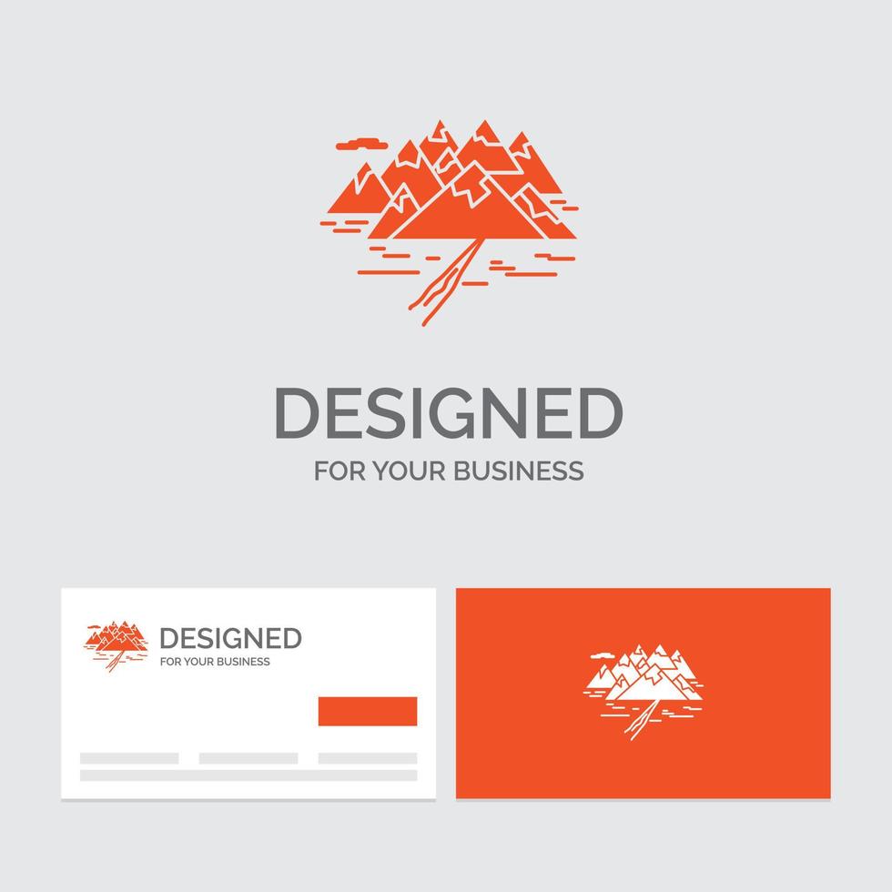 företag logotyp mall för berg. kulle. landskap. rocks. spricka. orange besöker kort med varumärke logotyp mall. vektor