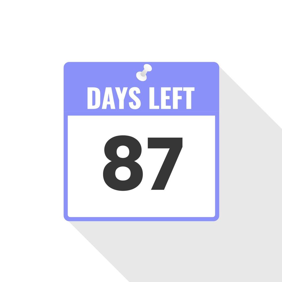 87 dagar vänster nedräkning försäljning ikon. 87 dagar vänster till gå PR baner vektor