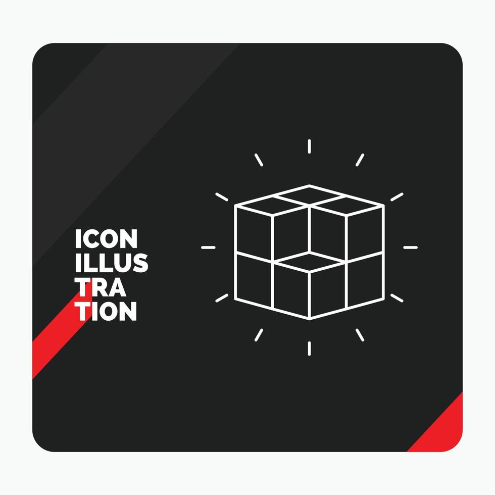 röd och svart kreativ presentation bakgrund för låda. labyrint. pussel. lösning. kub linje ikon vektor