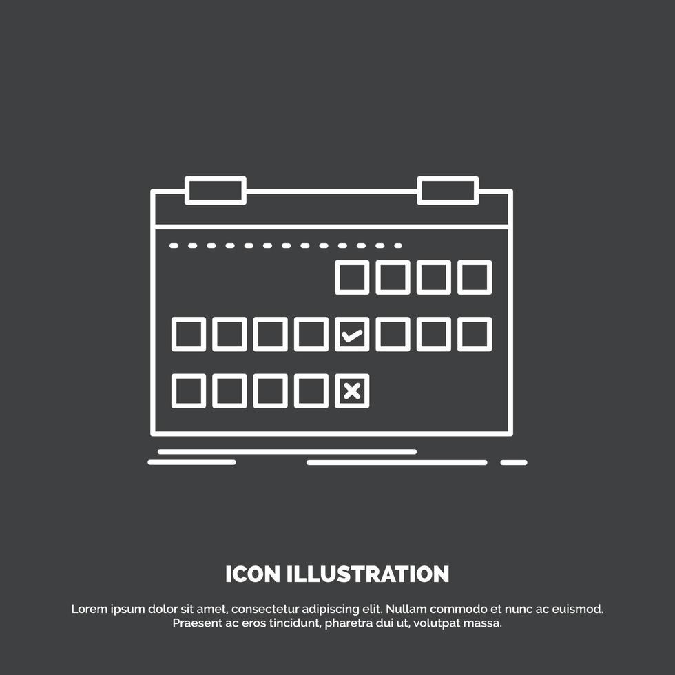 kalender. datum. händelse. släpp. schema ikon. linje vektor symbol för ui och ux. hemsida eller mobil Ansökan