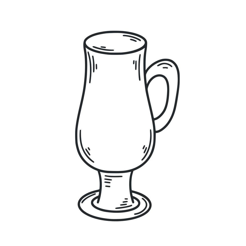 glas på ben för cappuccino skiss vektor illustration