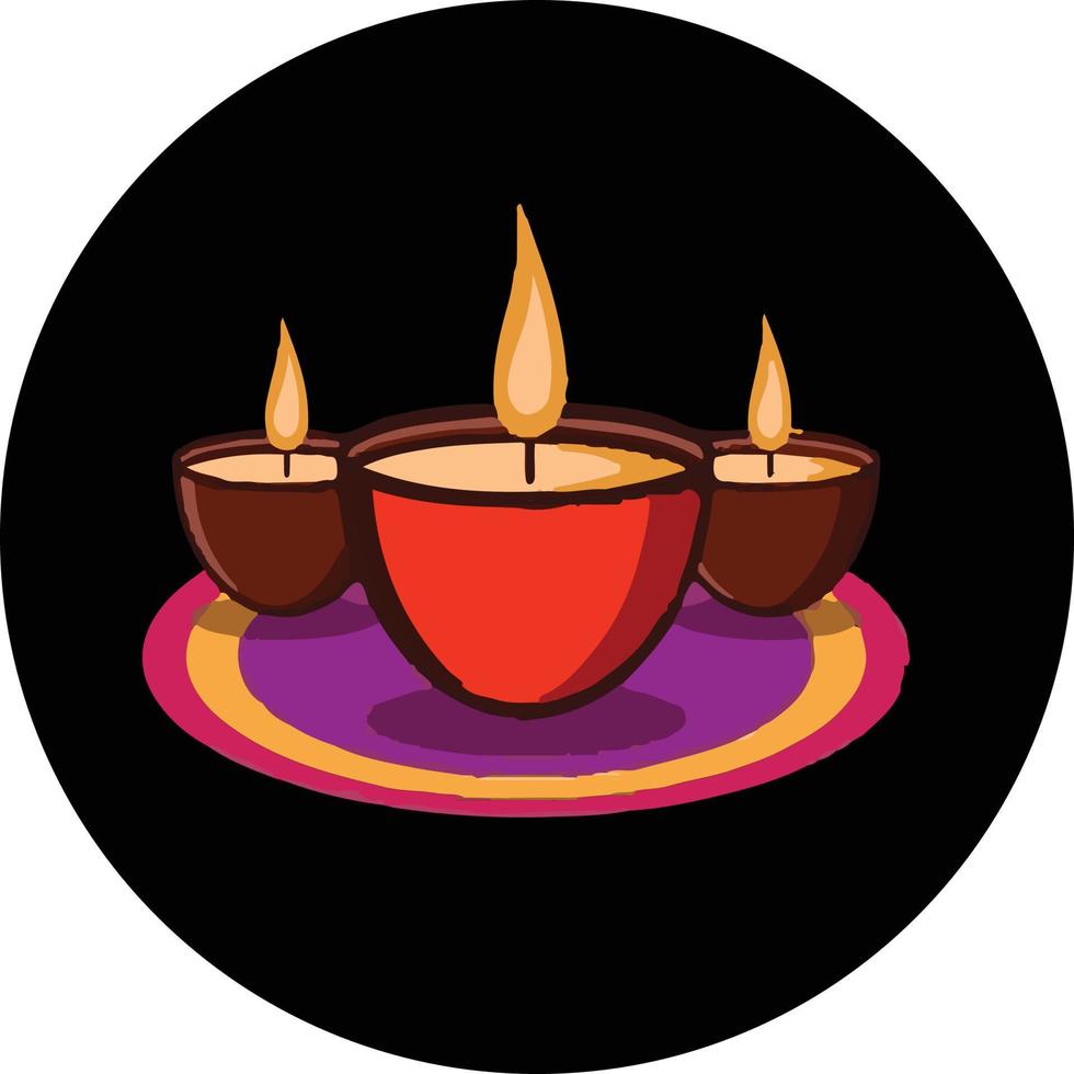 Diwali zündet Kerzen mit orangefarbenen und braunen Mustern an vektor