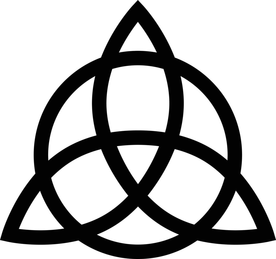 Triquetra-Symbol auf weißem Hintergrund. Endlosschleifenzeichen, das mit dem Kreiszeichen ineinandergreift. flacher Stil. vektor