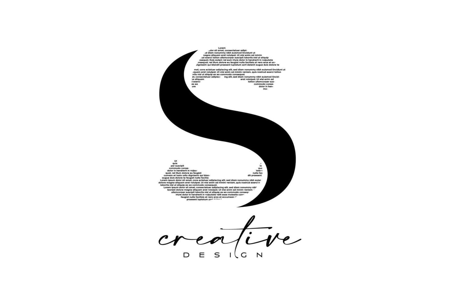 s brev logotyp design med kreativ brev s tillverkad av svart text font textur vektor