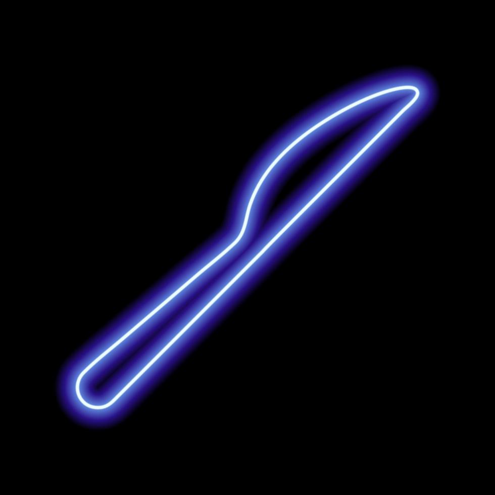 blå neon översikt av en tabell kniv på en svart bakgrund vektor