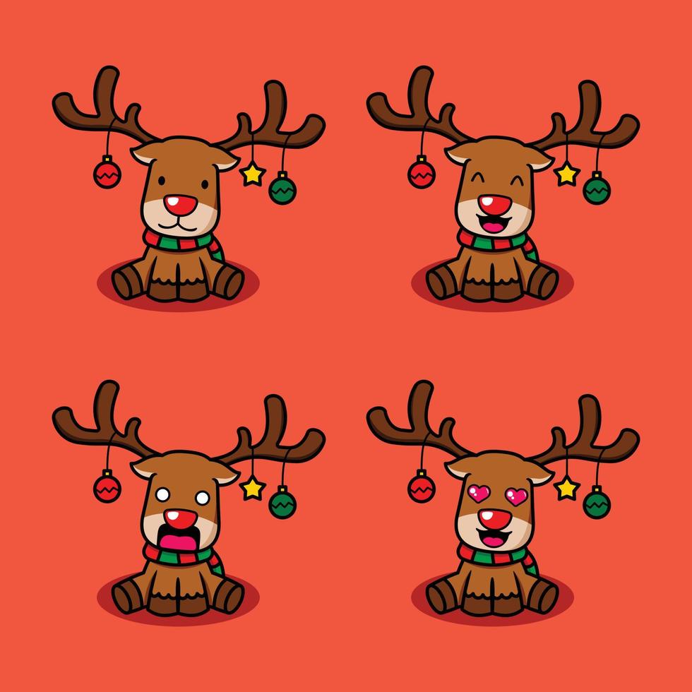 vektorillustration des netten weihnachtsrentier-emojis vektor