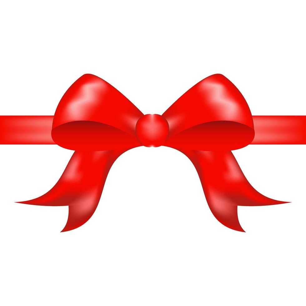 dekorativ röd rosett med en röd band för en gåva. vektor illustration.