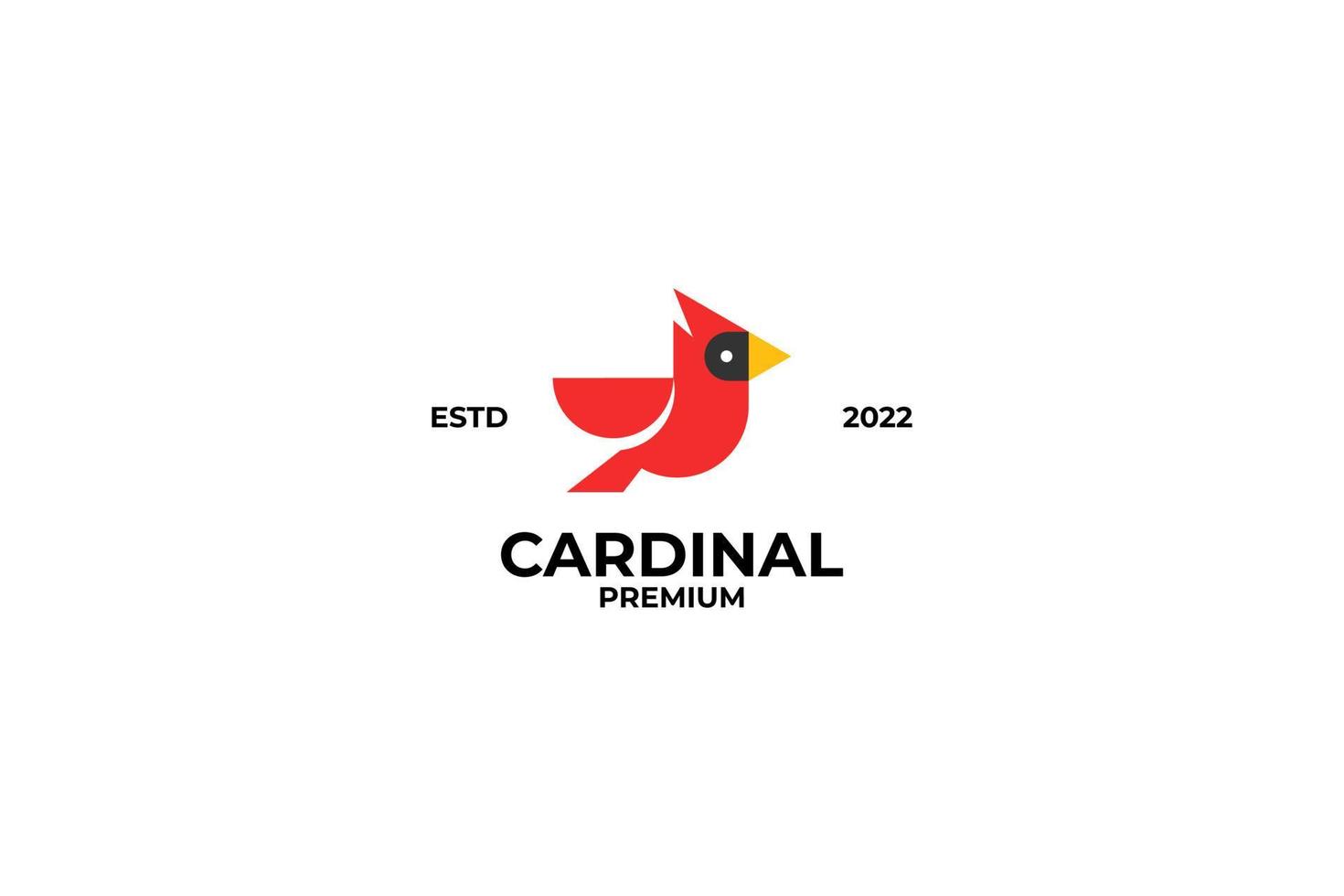 platt kardinal fågel logotyp design vektor illustration aning