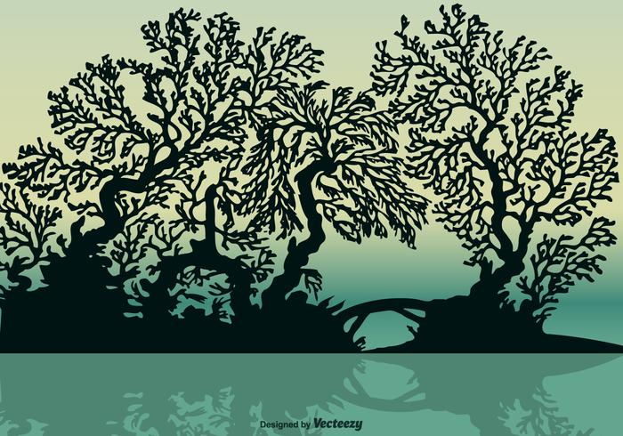 Free vector mangrove silhouette