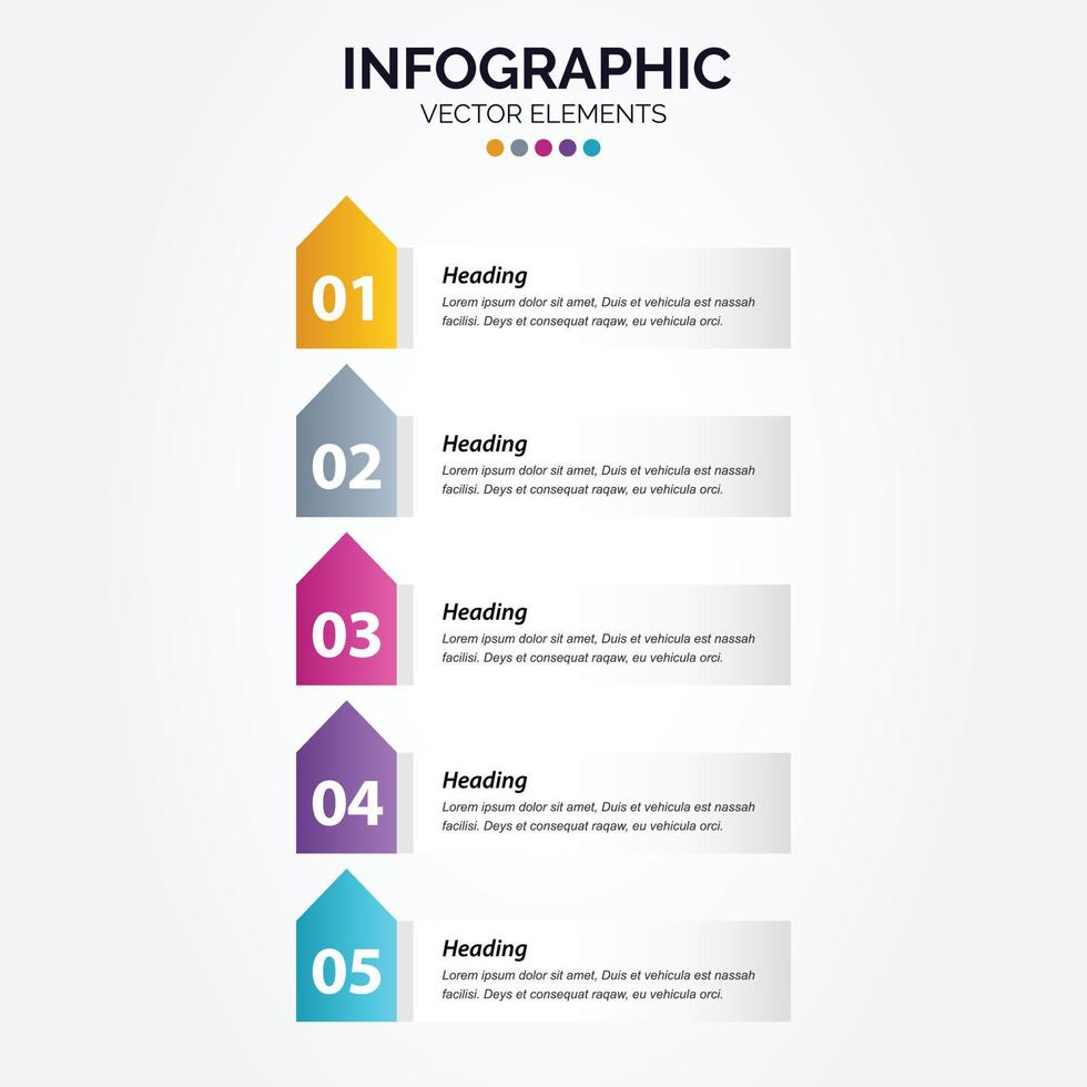 företag vertikal infographic mall cirkel färgrik med 5 steg vektor