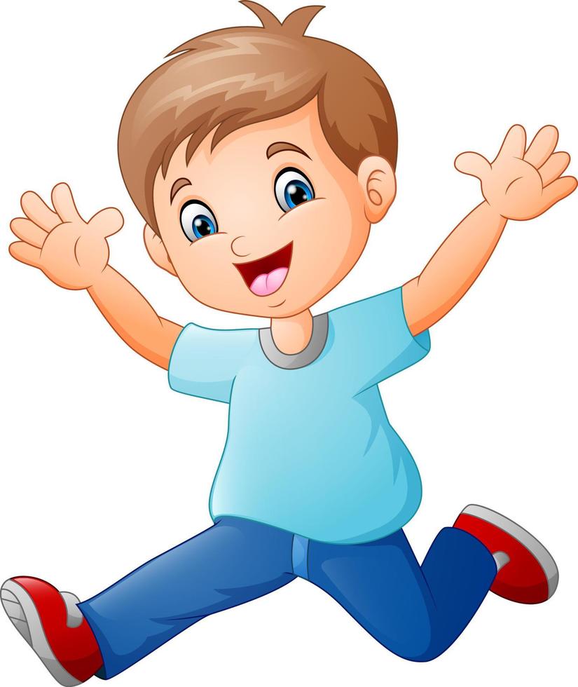 rolig Lycklig pojke tecknad serie löpning vektor