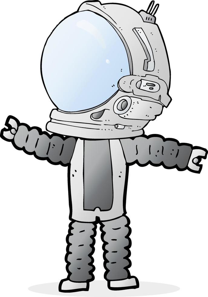 Doodle-Charakter-Cartoon-Astronaut vektor