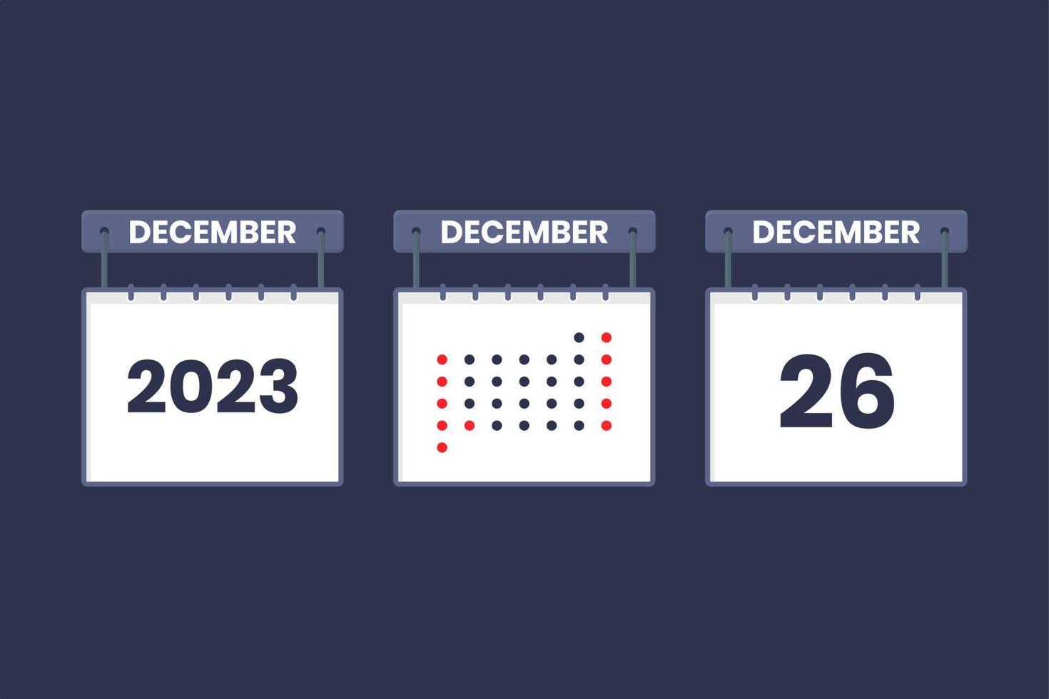 2023 Kalenderdesign 26. Dezember Symbol. 26. dezember kalenderplan, termin, wichtiges datumskonzept. vektor