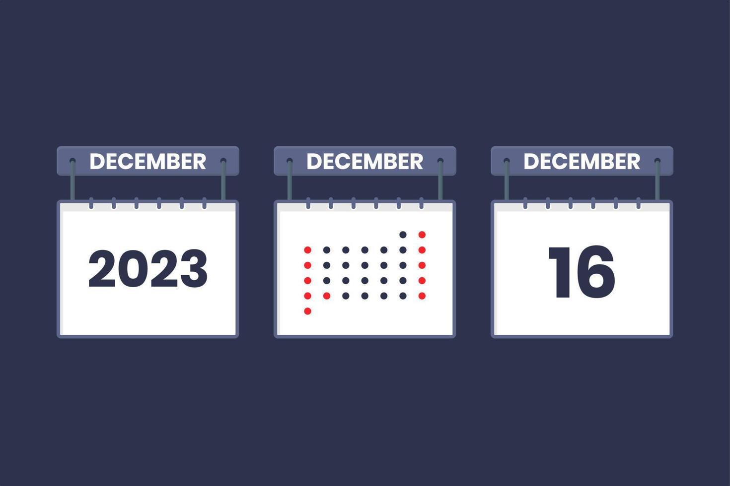 2023 Kalenderdesign 16. Dezember Symbol. 16. dezember kalenderplan, termin, wichtiges datumskonzept. vektor