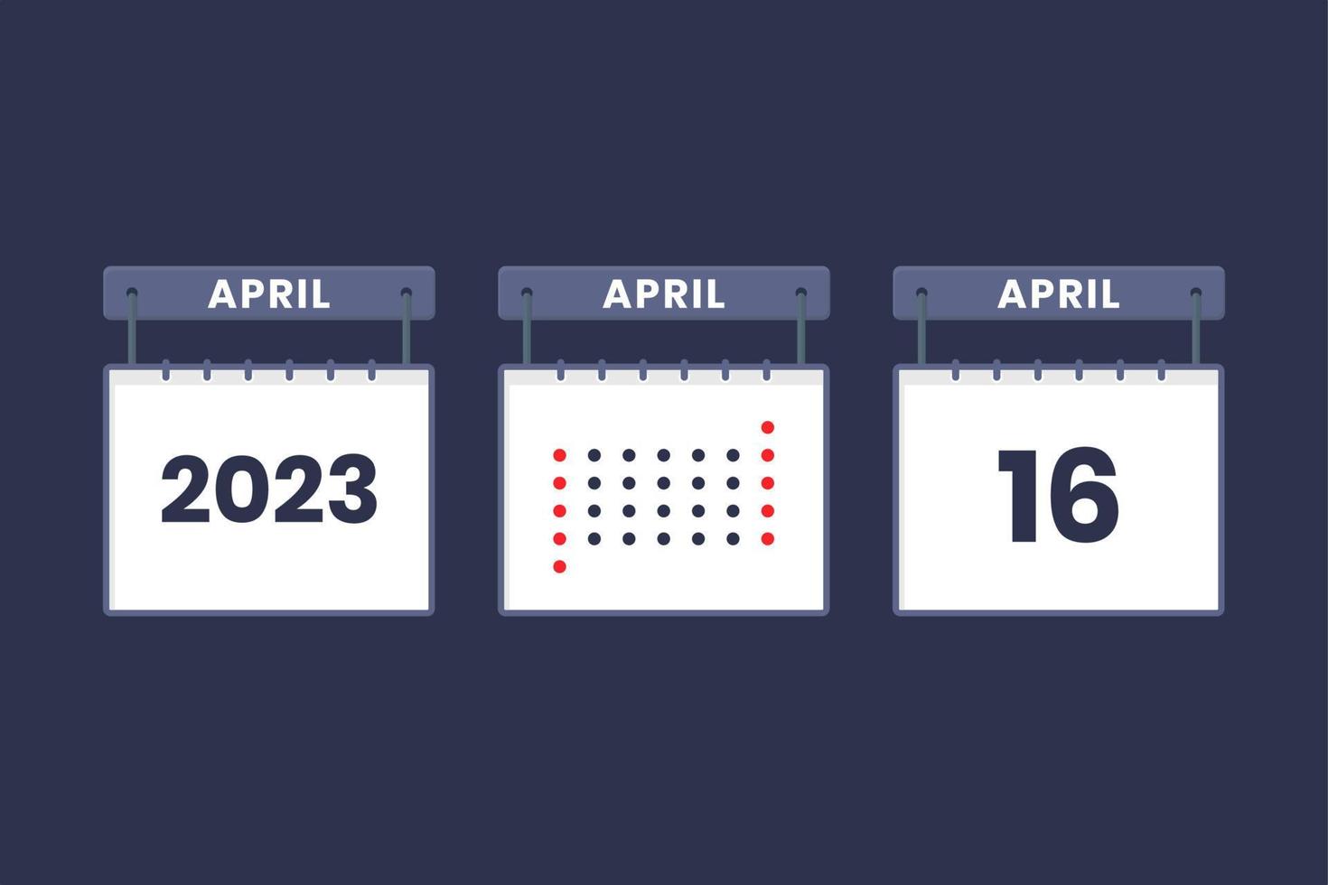 2023 kalender design april 16 ikon. 16: e april kalender schema, utnämning, Viktig datum begrepp. vektor