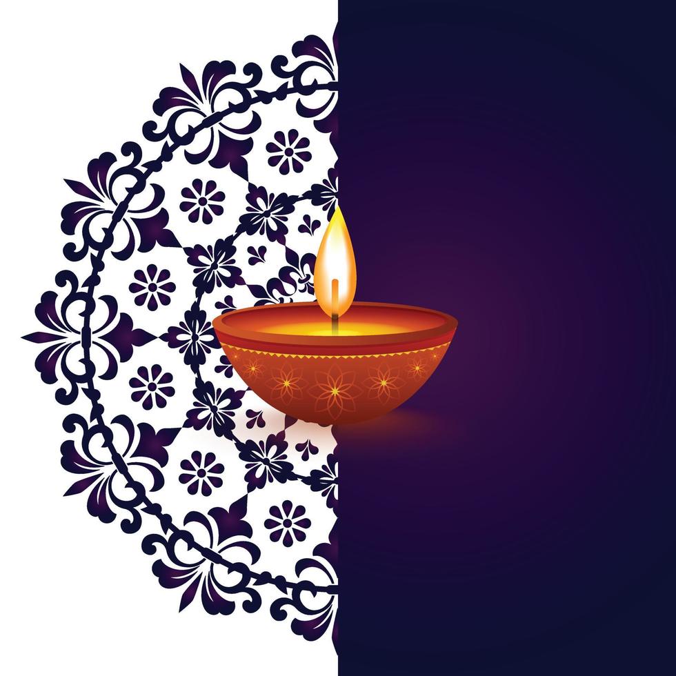 Happy Diwali Festival Social Media Poster Banner Design mit Diya vektor