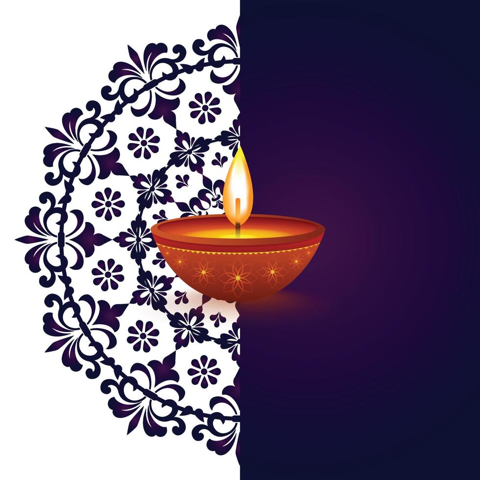 Lycklig diwali festival social media affisch baner design med diya vektor