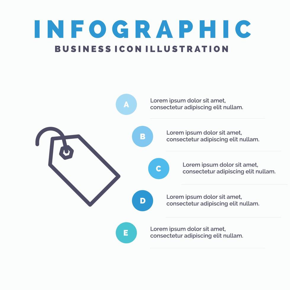 pris märka märka biljett linje ikon med 5 steg presentation infographics bakgrund vektor