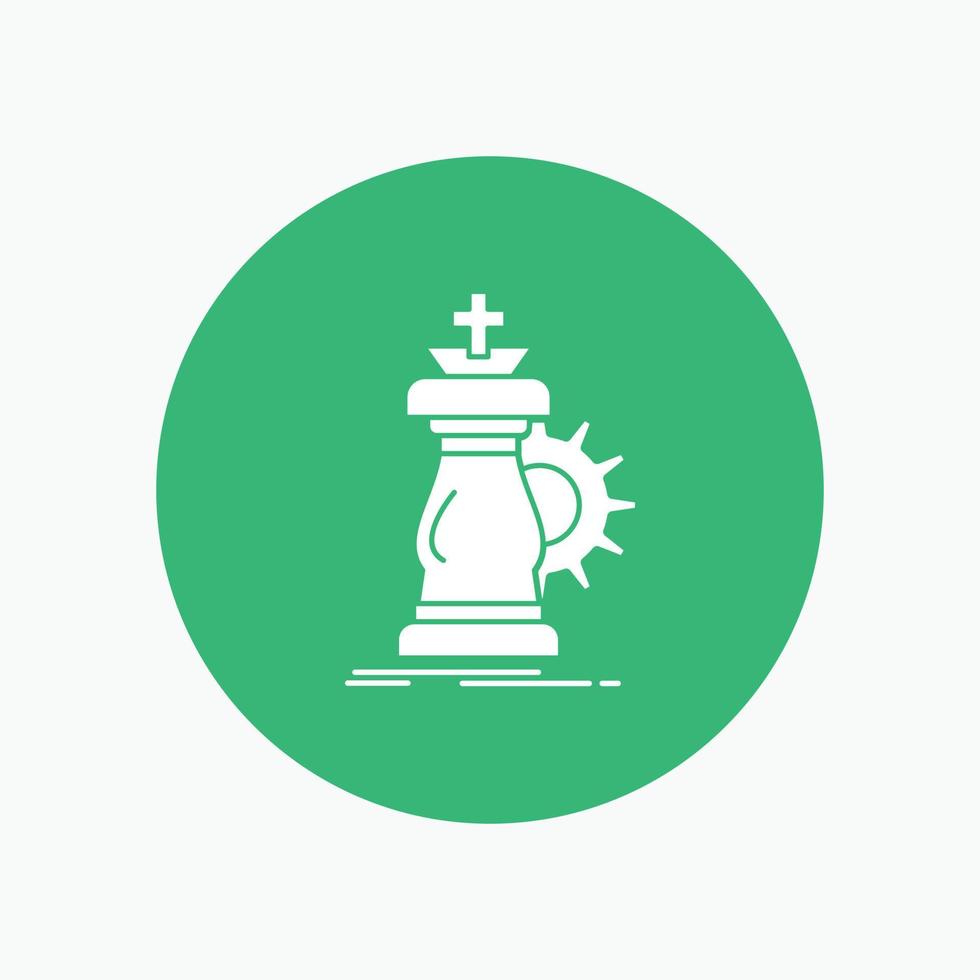 Strategie. Schach. Pferd. Ritter. Erfolg weißes Glyphen-Symbol im Kreis. Vektor-Button-Illustration vektor