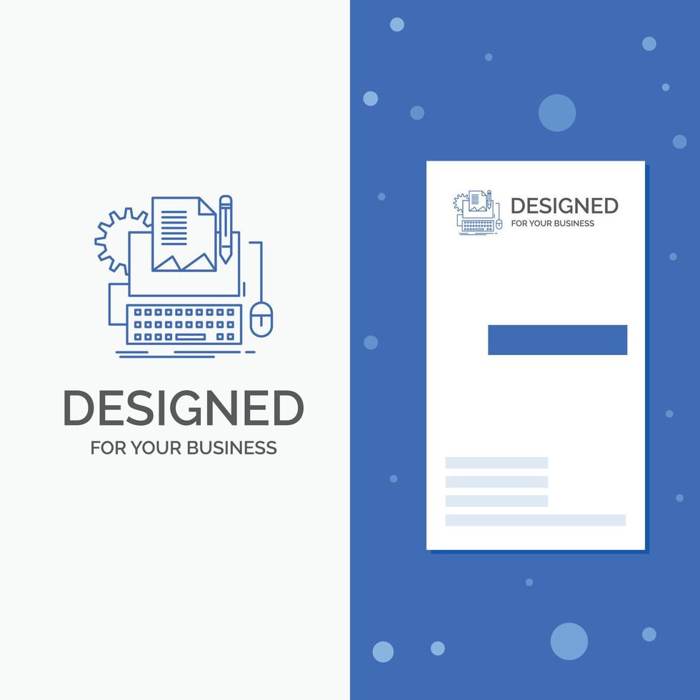 företag logotyp för typ författare. papper. dator. papper. tangentbord. vertikal blå företag .besöker kort mall vektor