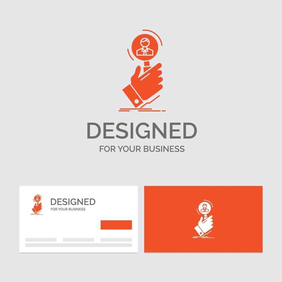Business-Logo-Vorlage für die Rekrutierung. Suche. finden. Personal. Personen. orange visitenkarten mit markenlogo-vorlage. vektor