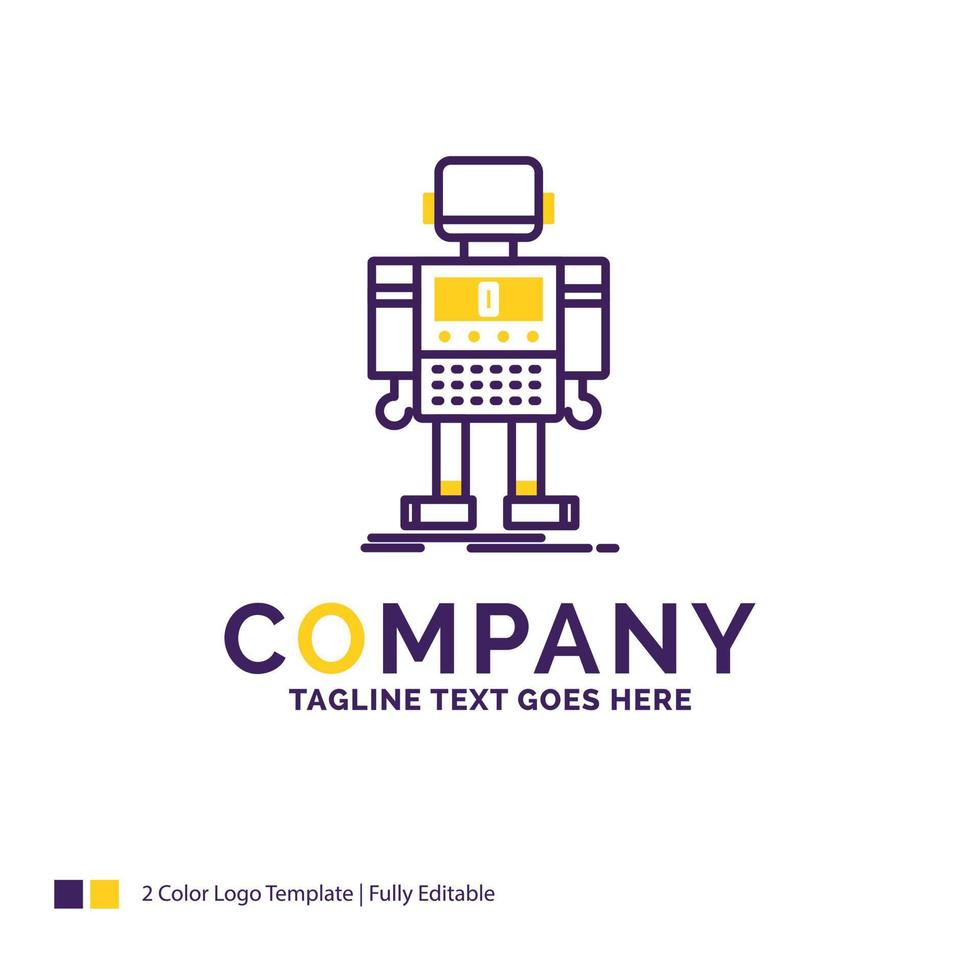 Logo-Design des Firmennamens für autonome. Maschine. Roboter. Roboter. Technologie. lila und gelbes markendesign mit platz für tagline. kreative Logo-Vorlage für kleine und große Unternehmen. vektor