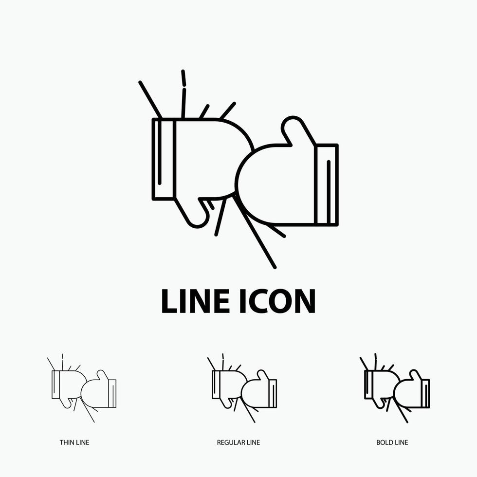 Kasten. Boxen. Wettbewerb. Kampf. Handschuhe-Symbol in dünn. regelmäßiger und fetter Linienstil. Vektor-Illustration vektor