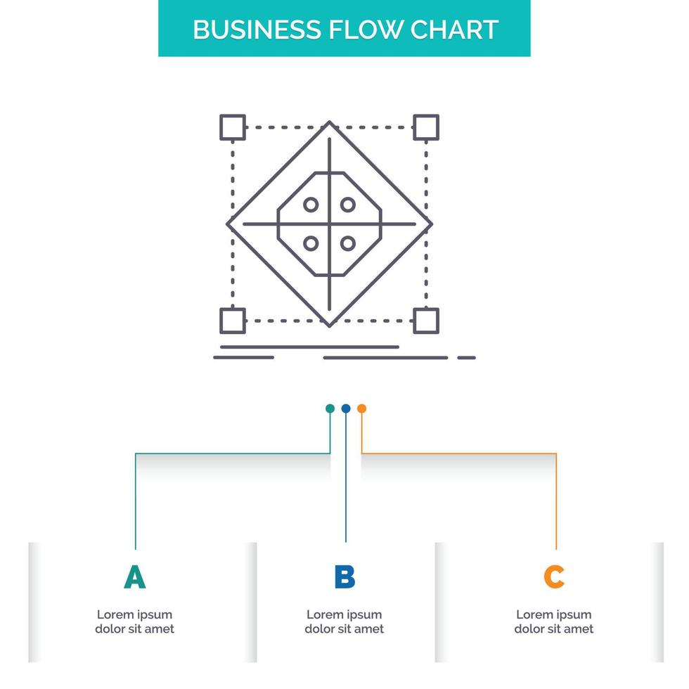 die Architektur. Cluster. Netz. Modell. Vorbereitung Business Flow Chart Design mit 3 Schritten. Liniensymbol für Präsentation Hintergrundvorlage Platz für Text vektor