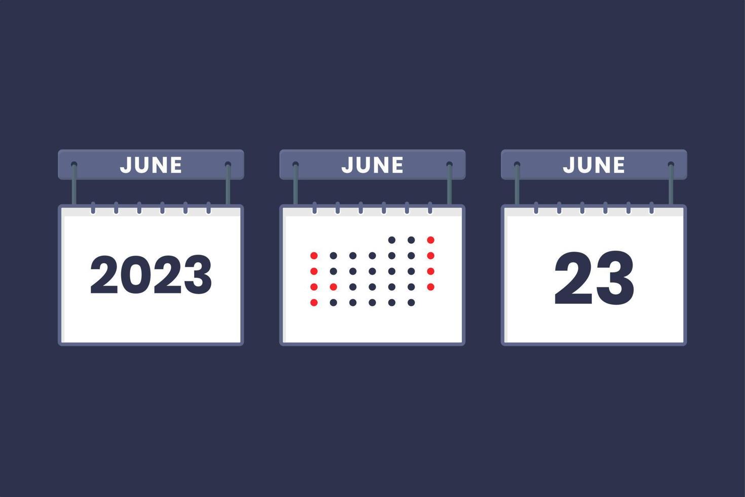 2023 kalender design juni 23 ikon. 23: e juni kalender schema, utnämning, Viktig datum begrepp. vektor