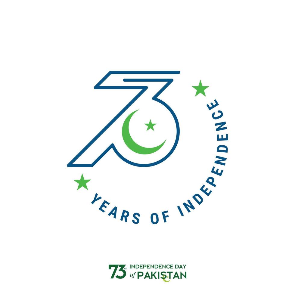 pakistan oberoende dag typografi design kreativ typografi av 73: e Lycklig oberoende dag av pa vektor