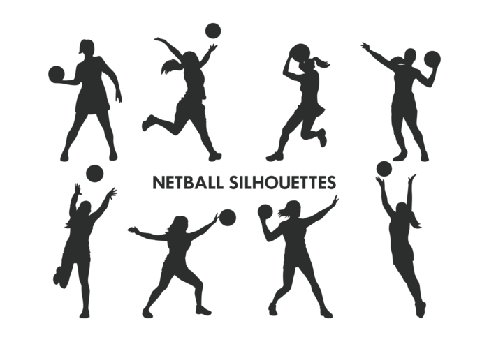Netball spelare silhuetter vektor