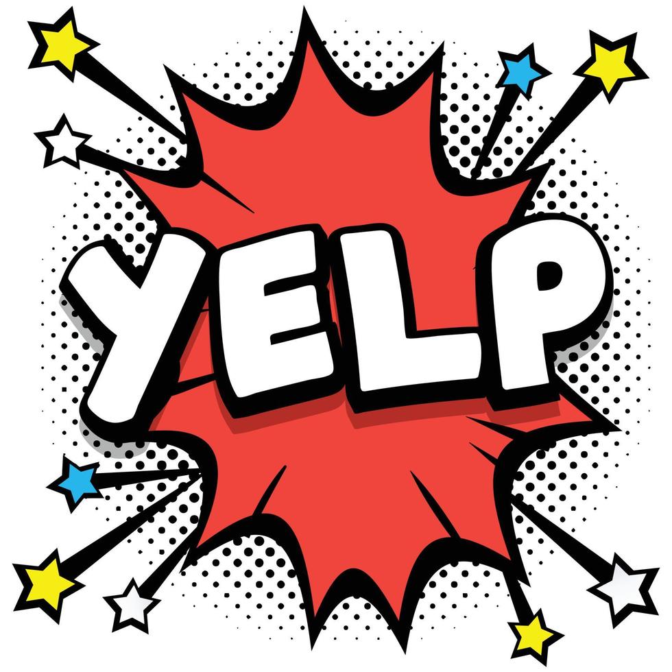 Yelp Pop-Art-Comic-Sprechblasen-Buch-Soundeffekte vektor