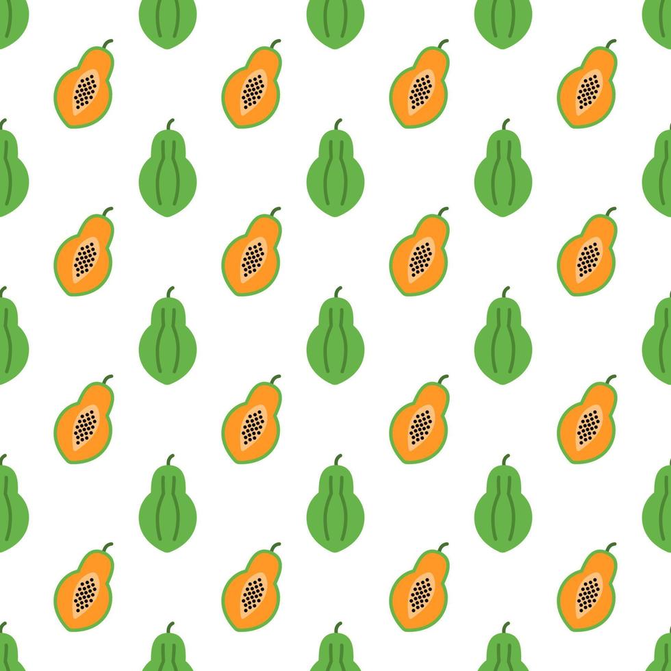 Cartoon Papaya Musterdesign Hintergrund. vektor