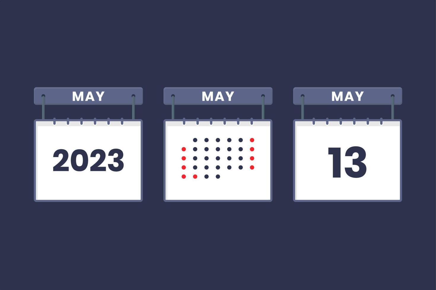 2023 kalender design Maj 13 ikon. 13: e Maj kalender schema, utnämning, Viktig datum begrepp. vektor