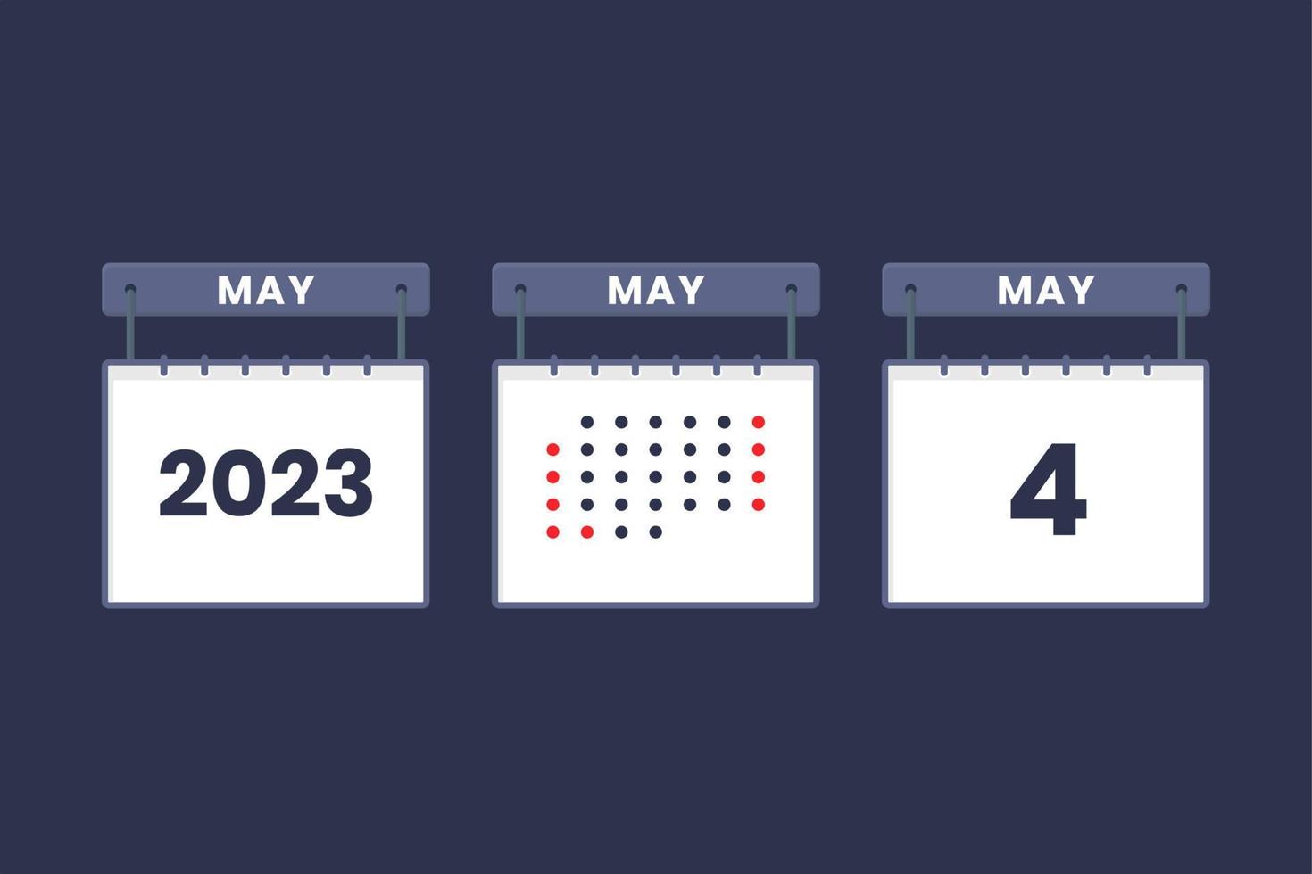 2023 kalender design Maj 4 ikon. 4:e Maj kalender schema, utnämning, Viktig datum begrepp. vektor